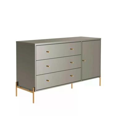 Imagem de Cômoda 3 Gavetas 1 Porta Jasper Cinza 138 Cm
