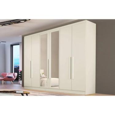 Imagem de Guarda Roupa 6 Portas (2 C/ Espelho) E 4 Gavetas Oslo Off White - Europa