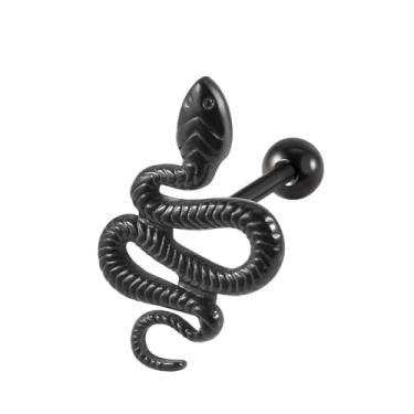 Imagem de Niaspi Anel de barra de língua de serpente para mulheres e homens em aço inoxidável piercing piercing joia declaração cobra internamente roscada barra reta halteres joias corporais, 14g, Aço