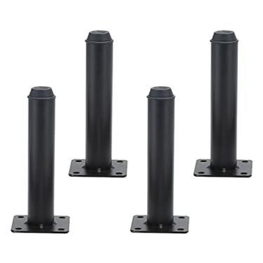 Imagem de Conjunto de 4 pés de armário de banheiro de aço inoxidável, pés ajustáveis para móveis de mesa, suporte de pernas de móveis de metal reto, para sofá de cadeira de armário de TV (cor: preto, tamanho