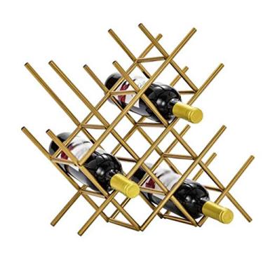 Imagem de Prateleiras de vinho cremalheira de vinho empilhável de metal criativo, ornamentos de prateleira de vinho estilo europeu para sala de estar, armário de vinho, suporte de vinho