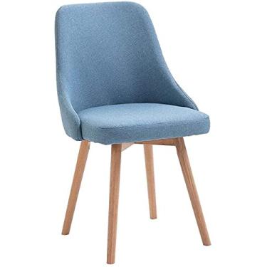 Imagem de Cadeira de jantar pernas de madeira apoios de braços encosto cadeira de mesa estofada maquiagem escritório restaurante cadeira de recepção (cor: azul)
