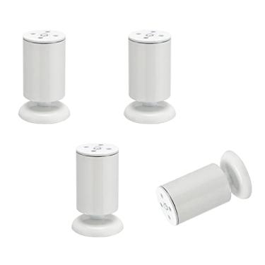 Imagem de Conjunto de 4 pernas de móveis de metal branco, pés cilíndricos resistentes para armário, pernas de sofá ajustáveis de aço inoxidável, elegante e bonito, rolamento de peso: 200 kg/441 libras (15 cm