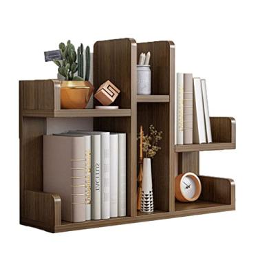 Imagem de RSLEE Estante de livros moderna simples pequena estante de mesa de madeira maciça estante criativa para dormitório, casa, escola, escritório, estante com armazenamento