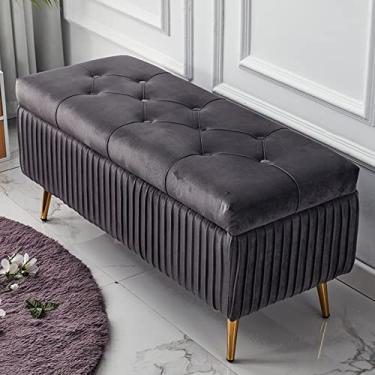 Imagem de Banqueta Ottomans para pés com banco de pés de armazenamento oculto estofado com pernas de metal - banco de cabeceira de cama, banco de janela para sala de estar quarto/cor 13/80 x 40 x 45 cm