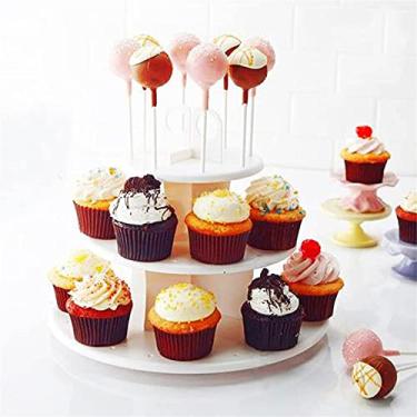 Imagem de Suporte de bolo para sobremesa, 3 camadas, 42 furos, plástico, pirulito, cupcake, suporte giratório para torre, para festa de aniversário, decoração de casa