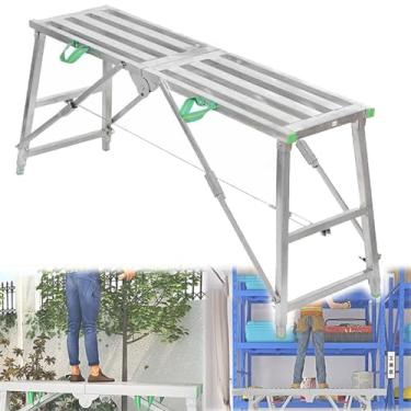 Imagem de Plataforma de trabalho ajustável em altura, equipamento de andaimes, escada dobrável de alumínio para lavagem de carro, limpeza de janelas, faça você mesmo, trabalho de manutenção (200 x 40)
