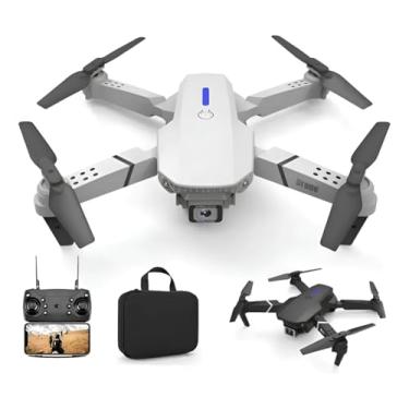 Imagem de Drone DLI E88 com Câmera, Drone Pliável 4K UHD para Adultos, Crianças e Iniciantes, com 2 Baterias, Estojo de Transporte e Hélices, Quadricóptero de Controle Remoto com Hover Estável, Quadricóptero WiFi FPV com Evitação de Obstáculos, Voo em Trajetória, Controle por Gravidade, Decolagem/Pouso com um