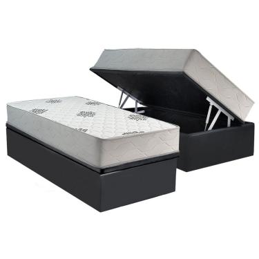 Imagem de Cama Box Baú Solteiro: Colchão Ortopédico Inovaflex Comfort Premium+Base CRC Corano Gray (88x188)