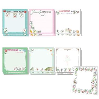Imagem de Blocos de notas adesivas Mahjong Mahjong 16 peças, presentes de Mahjong, notas adesivas 7,5 x 7,6 cm, presentes para amantes de Mah Jong para Natal, aniversário, decoração de festa de Mahjong