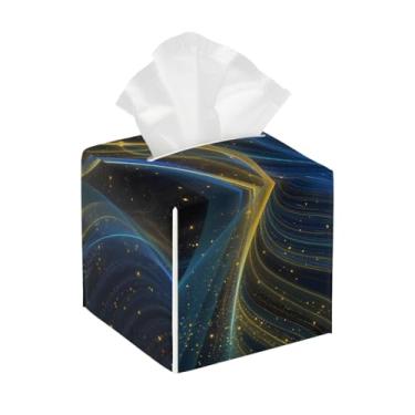 Imagem de Porta-lenços de couro quadrado à prova d'água galáxia psicodélica arte abstrata organizador de papel facial com cinto inferior cubo estojo de tecido para mesa banheiro escritório mesa carro decorativo