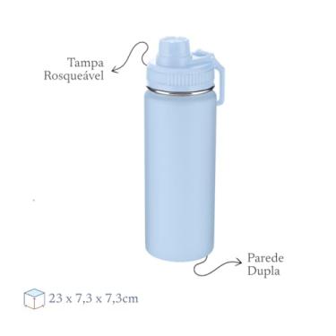 Imagem de Garrafa Térmica 570ml Azul Ciano com Alça e Bico – Parede Dupla, Leve e Antivazamento