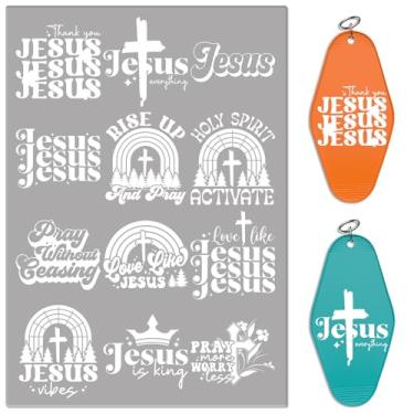 Imagem de DORSBABY Adesivos UV DTF - 24 folhas de citações cristãs adesivos de transferência a frio para chaveiros de motel. Papel de transferência impermeável, esfregar em transferências à prova d'água