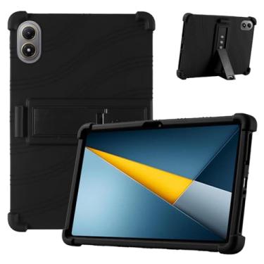 Imagem de Capa para tablet Xiaomi Poco Pad M1 de 12,1 polegadas – Capa protetora de silicone à prova de choque com suporte, estilo comercial resistente a quedas (preto)