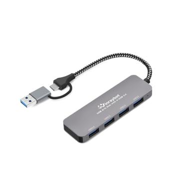 Imagem de Hub USB para laptop, divisor USB de 4 portas, hub USBA para hub de porta USB 3.0, divisor USBC, hub de várias portas, extensor de porta USB para laptop, PC, desktop e mais