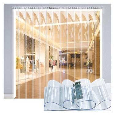 Imagem de SYFXZZDS Kit de cortina de porta de fita de vinil de plástico de 89,9 x 209,8 cm, cortinas transparentes de PVC para portas de freezer, armazém, garagem, celeiro, 90 x 210 cm