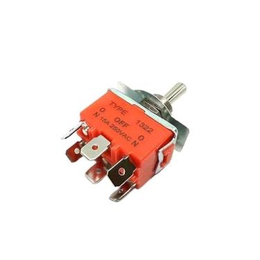 Imagem de 1 peça 1322C ON-Off-ON 6 pinos 15A 250VAC Interruptor de trava de energia 12 mm furo duplo polos duplos mantas