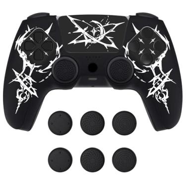 Imagem de PlayVital Design for PS5 Controller Skin Cover Fit with Charging Station - Anti-Slip Silicone Controller Grip Case for PS5 with 6 Thumb Grip & Sticker, Pure Series Dockable Model - Carving Energy Rift
