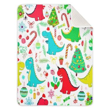 Imagem de GakkiGii Cobertor de bebê com desenho de dinossauro de Natal 76 x 101 cm, manta de algodão macio para meninos e meninas, cobertor de carrinho de berço para cochilos e viagens