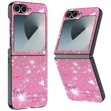 Imagem de WZCJDHMJ Capa para celular Samsung Galaxy Z Flip 6, Galaxy Z Flip 6 5G, fina, fina, rígida, antiarranhões, proteção à prova de choque para Samsung Galaxy Z Flip 6 2024-Glitter rosa