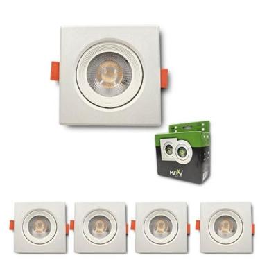 Imagem de Kit 5 Spot Quadrado Led 5w Frio (6500K) - Maxxy