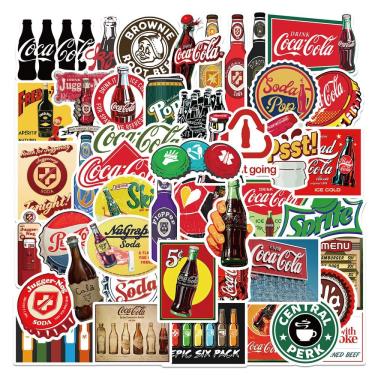 Imagem de Adesivos: 50 unidades/lote, garrafas coloridas de coca-cola, vinil impermeável