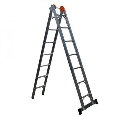 Imagem de Escada de alumínio extensível 2,65 x 3,85 m 2 x 7 degraus 3 em 1 - Aga