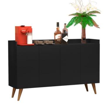 Imagem de Aparador Buffet VENEZA Retrô Pés Palito 4 Portas Preto ENVIA SOMENTE 0