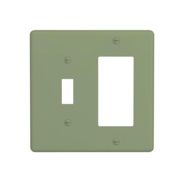 Imagem de WUYOCHA Capas decorativas de tomada verde Rosepine 2 interruptores de luz, interruptor único, 1 balancim para tomadas elétricas, capas de placa de interruptor para quarto, cozinha, decoração de casa