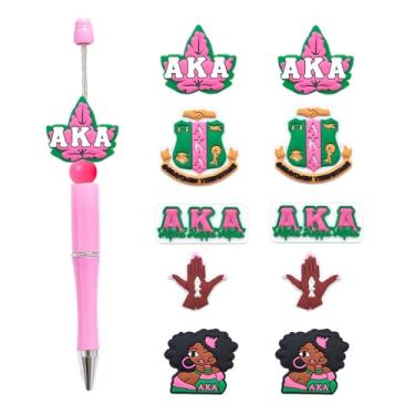 Imagem de AKA Grânulos Focais de Silicone com Tema de Sororidade em Massa para Chaveiro DIY Canetas Cordão Fazendo Suprimentos de Kit de Contas de Borracha (AKA)