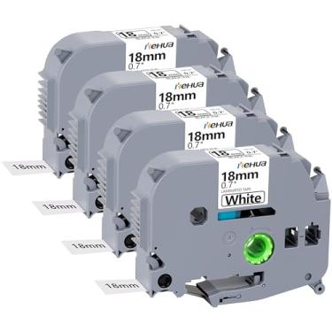 Imagem de Hehua Fita de substituição branca laminada 4PK TZe TZ 18 mm 0,7 para Brother Label Maker Tape TZe-241 TZe241 TZ-241 para P Touch PTD400 PTD600 PTP750W PT1880, 3/4 x 8 m, preto sobre branco