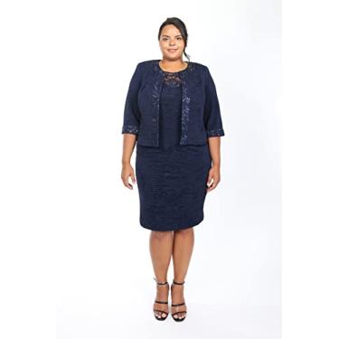 Imagem de Maya Brooke Vestido feminino plus size para dia e noite, Azul marino, 52