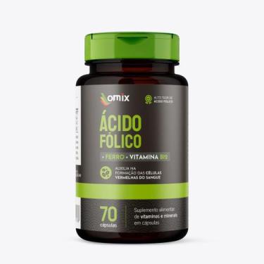Imagem de Ácido Fólico, Ferro e Vitamina B12 - 70 cápsulas - Omix