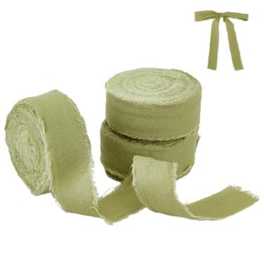 Imagem de letsinstyle Fita de algodão verde sálvia de 27 metros, fitas de borda desgastada feitas à mão de 0,8 polegadas de largura, fita decorativa macia para embrulhar buquês de noiva de férias e cratfs DIY