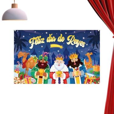 Imagem de Cenário Fotográfico para o de Reis,Decoração com 1.8 por 1.5 Metros | Fundo Festivo para Cabine Fotográfica | Para Igreja Escola Eventos Natalinos Casa Escritório Loja Festas Reuniões Familiares Berçá