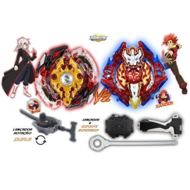 Imagem de Kit 2 Beyblade Burst + 2 Lançador God Spriggan Vs Xcalius X2 Shu e Xan