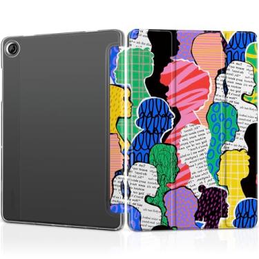 Imagem de MEEgoodo Capa para Samsung Galaxy Tab A9 Plus 27.9 cm 2023 (compatível com o modelo SM-X210/X216/X218), capas para tablet A9+ com textura de seda e capa traseira transparente para PC, diversas pessoas