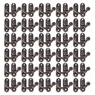 Imagem de Ainoli 30 peças gancho de ferrolho estilo retrô ferro trava gancho ferrolho para caixas de presente de joias 3,2 x 2,8 cm (Gancho de esquerda de bronze)