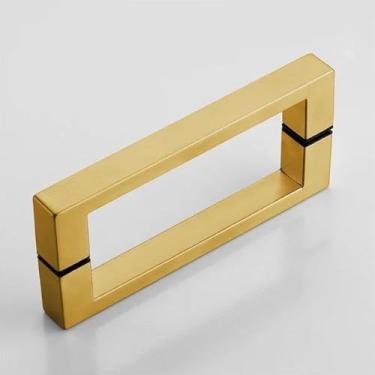 Imagem de Puxador de porta de chuveiro de 20 cm, aço inoxidável 304, quadrado, para vidro temperado de 1/10.2 cm a 1/5.1 cm, maçaneta deslizante de substituição com arruelas (ouro escovado)