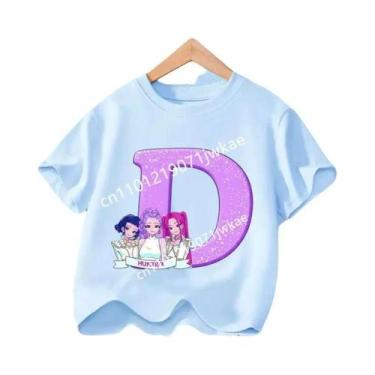 Imagem de Camiseta Infantil Azul Com Gola Redonda Manga Curta KPop Demon Hunters