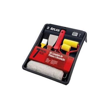 Imagem de Kit de Pintura Atlas 3 a 7 Peças, Profissional Completo com Rolo, Trincha e Bandeja, Parede, Muros (Kit 7 Peças (1016))