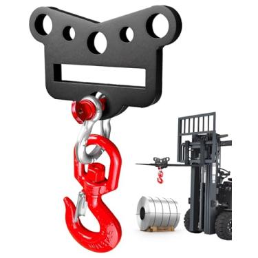 Imagem de Gancho de elevação de empilhadeira, gancho de guindaste de aço resistente para fixação de empilhadeira, capacidade de carga de 2993.7 kg com rotação de 360°, design sem solda com 6 furos para
