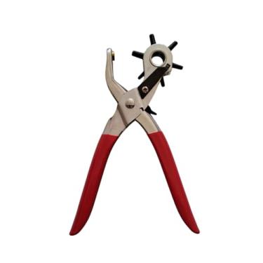 Imagem de Alicate Vazador 9” Barcelona - Furador com Cabeça Giratória 6 Medidas 2,0 a 4,5mm, Corpo em Metal e Cabo Plástico, Para Couro e Materiais Flexíveis