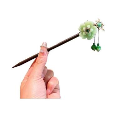 Imagem de Grampo De Cabelo De Madeira Com Franjas Florais Estilo Chinês Retrô Ac