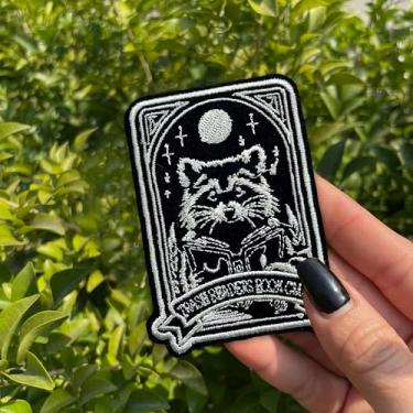 Imagem de Patch Trash Readers Book Club de 7,6 cm de guaxinim para leitura de livros, clube do livro noturno, aplique de tecido bordado de ferro/costurado, adesivos para caminhoneiro, chapéus, mochilas