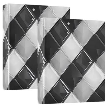 Imagem de Pastas de fichário Geom preto e branco com 3 anéis, papel tamanho A4, tamanho A4, fichário de emergência