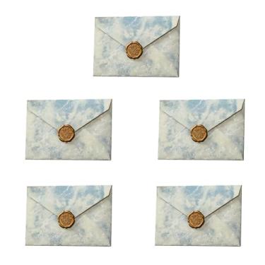 Imagem de Envelopes de veludo azul royal 4x6 pacote com 10 - Artigos de papelaria de convite de aniversário de casamento premium (1 envelope em azul marinho + 1 adesivo de laca/5 peças no total)