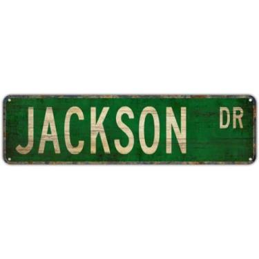 Imagem de Asetory Placa de rua Jackson Jackson Fan Jackson Decoração de Jackson Sinais de estrada para presente infantil 40,6 x 15,2 cm, placas de rua para quarto, café, bar, interior, exterior, placa de metal