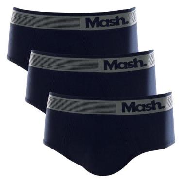 Imagem de Kit 3 Cuecas Slip Mash Microfibra Sem Costura 713.02, Azul marinho, M