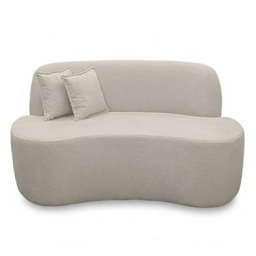 Imagem de Sofá Ondulado Orgânico Pequeno 2 Lugares Sala Bouclé Bouclé Bege